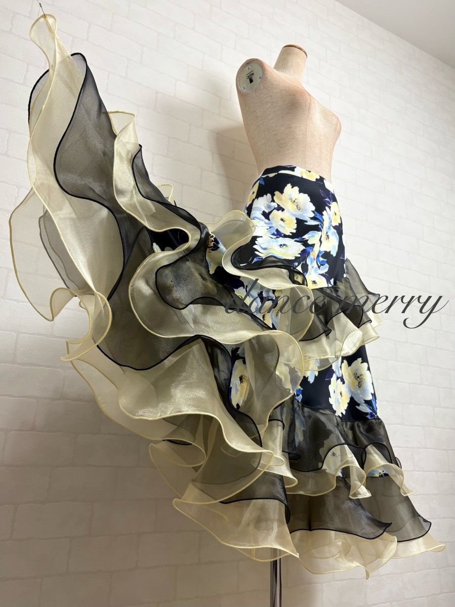 新品 社交ダンス ツーピース 黒 節約 黄色 青 パーティ セットアップ