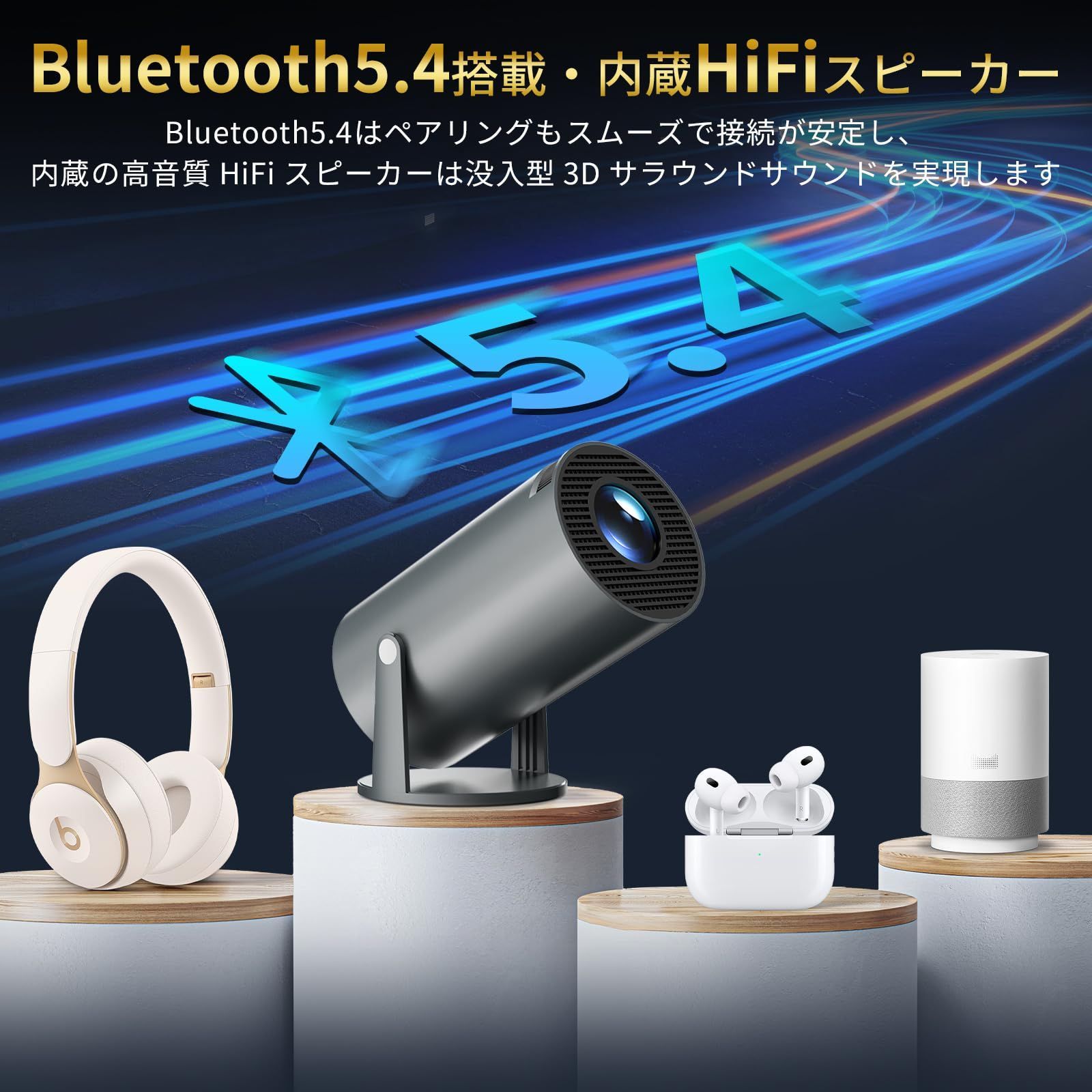 訳アリ】プロジェクター 家庭用【270°回転・Android TV搭載・4K対応 