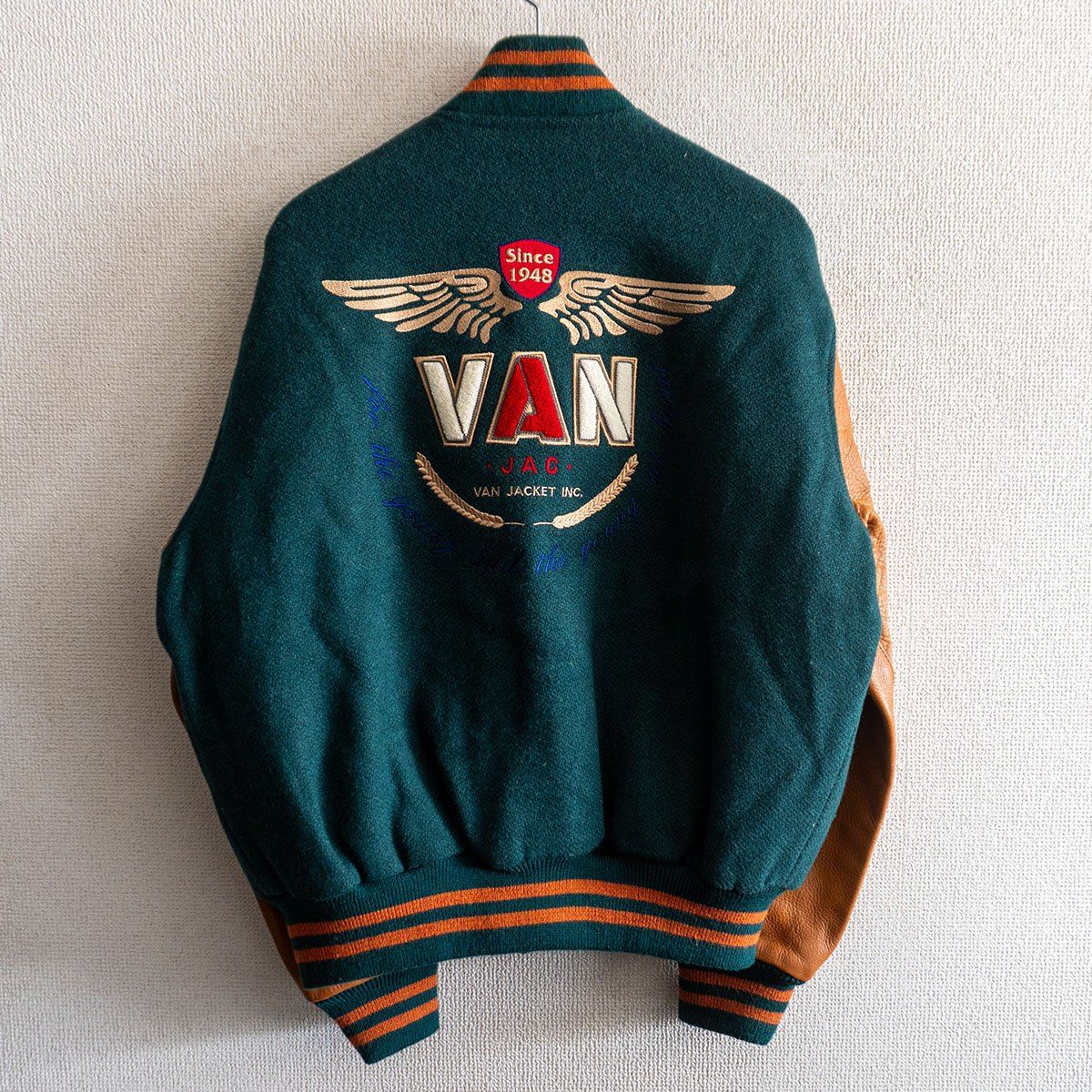 美品】 VAN JAC 【袖レザー スタジャン】L ヴァン ワッペン スタジアム