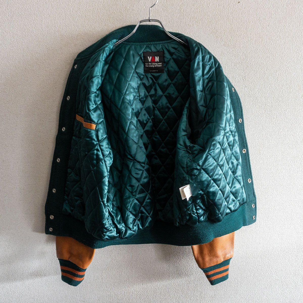 美品】 VAN JAC 【袖レザー スタジャン】L ヴァン ワッペン スタジアム