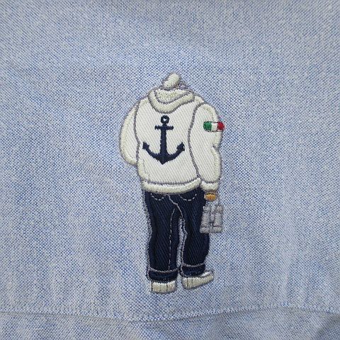 シナコバ SINA COVA 長袖 シャツ ボタンダウン M 水色 ライトブルー