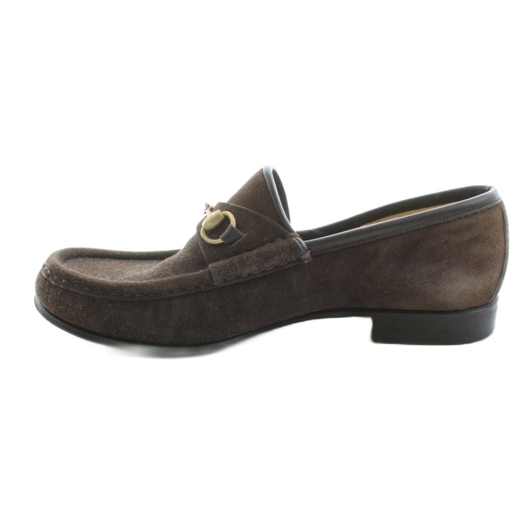 グッチ GUCCI ローファー ホースビット スエード 35 茶 ブラウン 100