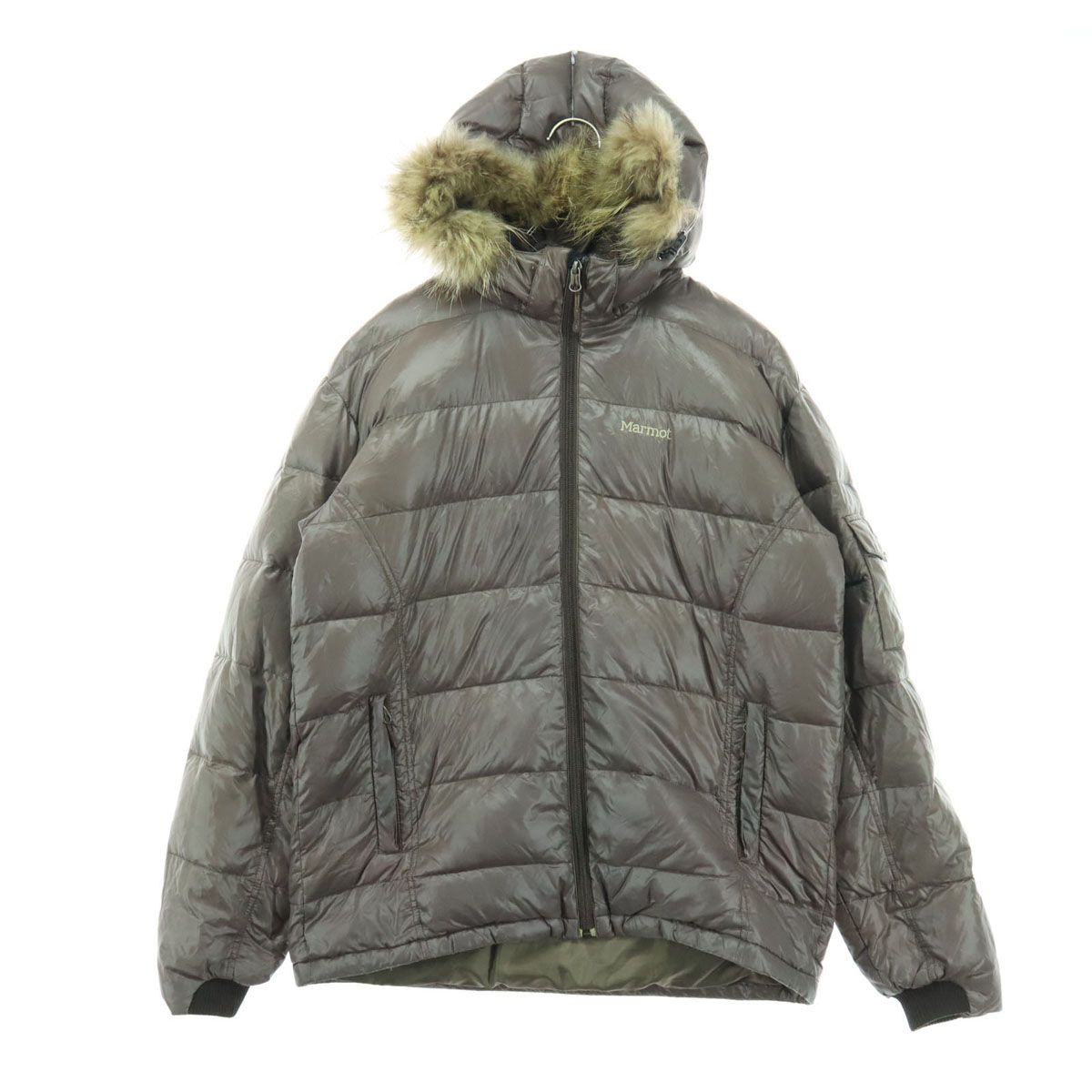MARMOT マーモット 英字 長袖 フーディー ダウンジャケット L グレー 