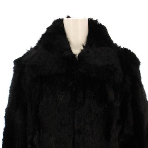 【新品】 PINK HOUSE ラビットファー付き　トレンチコート　ブラック ピンクハウス PINK HOUSE ファーコート ショート丈 ラビットファー L