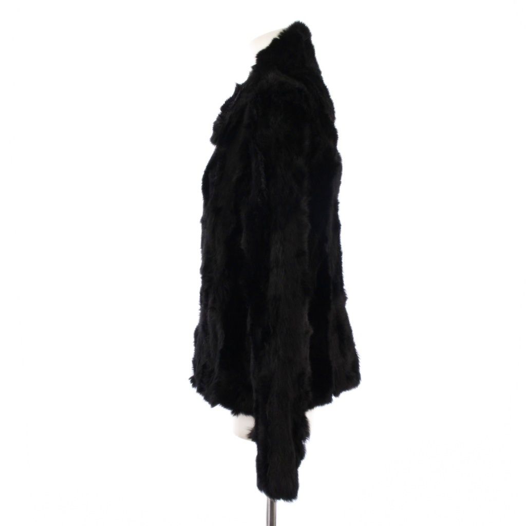 【新品】 PINK HOUSE ラビットファー付き　トレンチコート　ブラック ピンクハウス PINK HOUSE ファーコート ショート丈 ラビットファー L