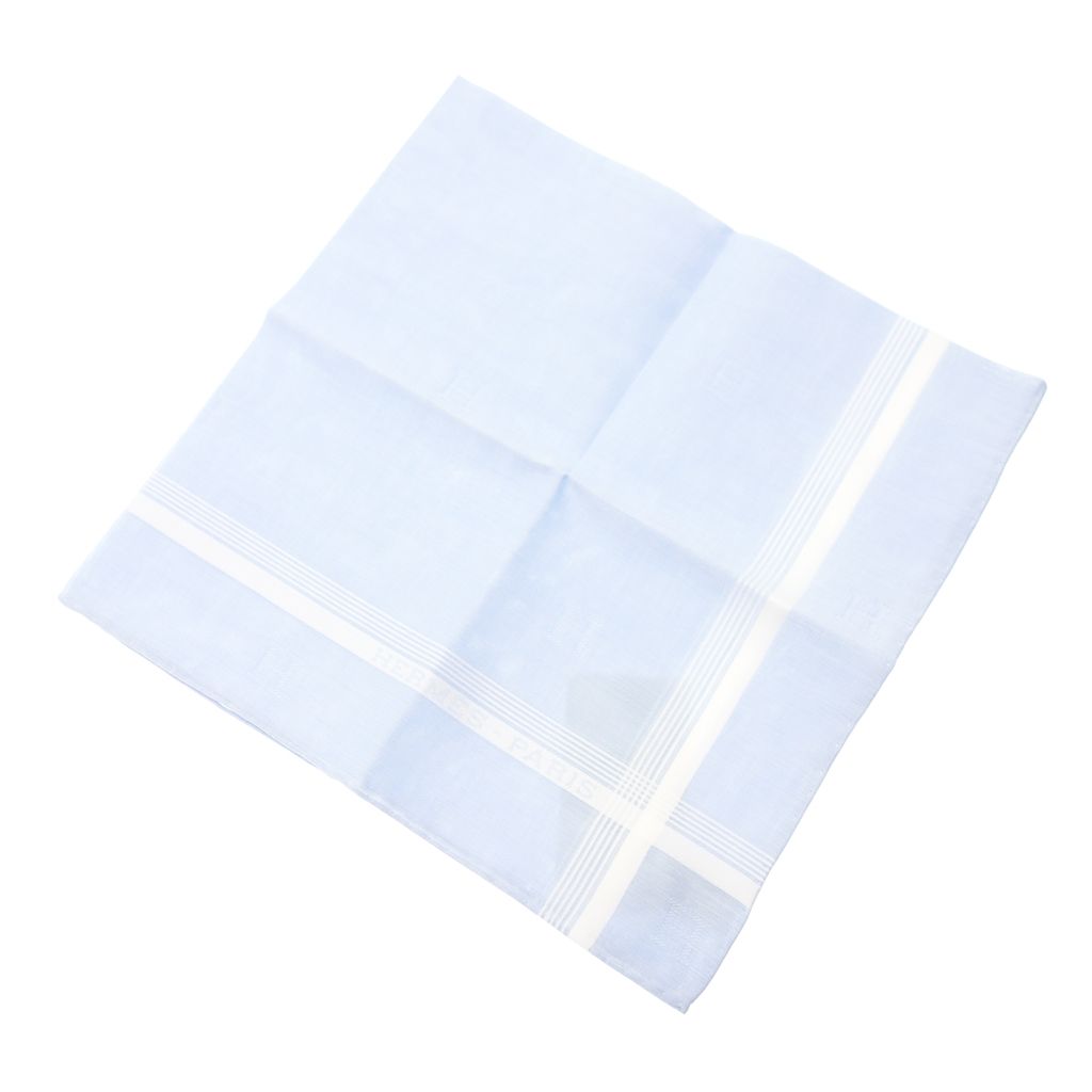 エルメス ハンカチ コットン ブルー系 AFB 55