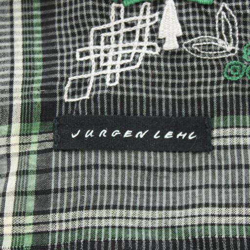 ヨーガンレール JURGEN LEHL スカーフ ポンポン チェック柄 刺繍