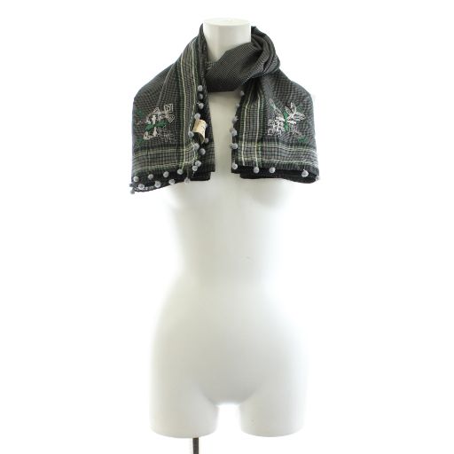 ヨーガンレール JURGEN LEHL スカーフ ポンポン チェック柄 刺繍