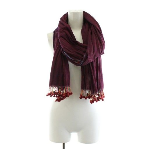 ヨーガンレール JURGEN LEHL ストール ポンポン コットン 紫 パープル