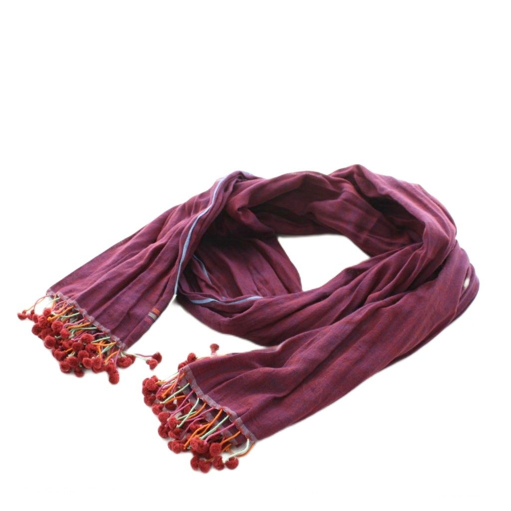 ヨーガンレール JURGEN LEHL ストール ポンポン コットン 紫 パープル