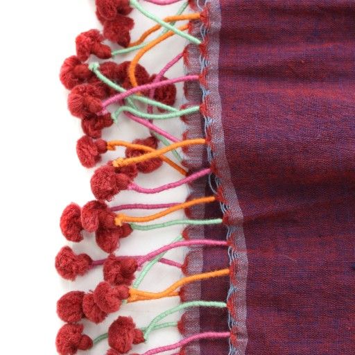 ヨーガンレール JURGEN LEHL ストール ポンポン コットン 紫 パープル