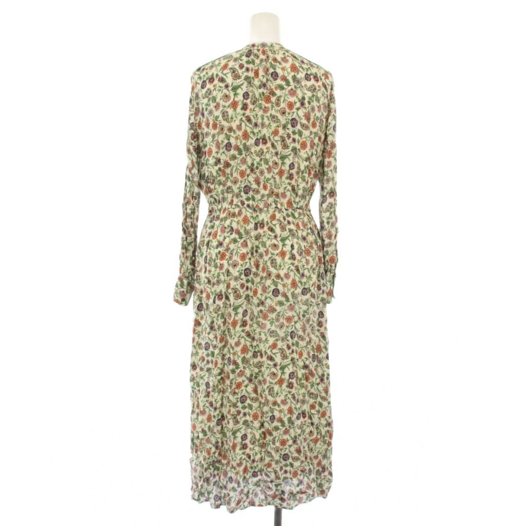 アナイ ANAYI ドローイングプリントタック ワンピース 長袖 ミモレ丈 ロング 花柄 36 マルチ 102117 14 470 40 360 TK