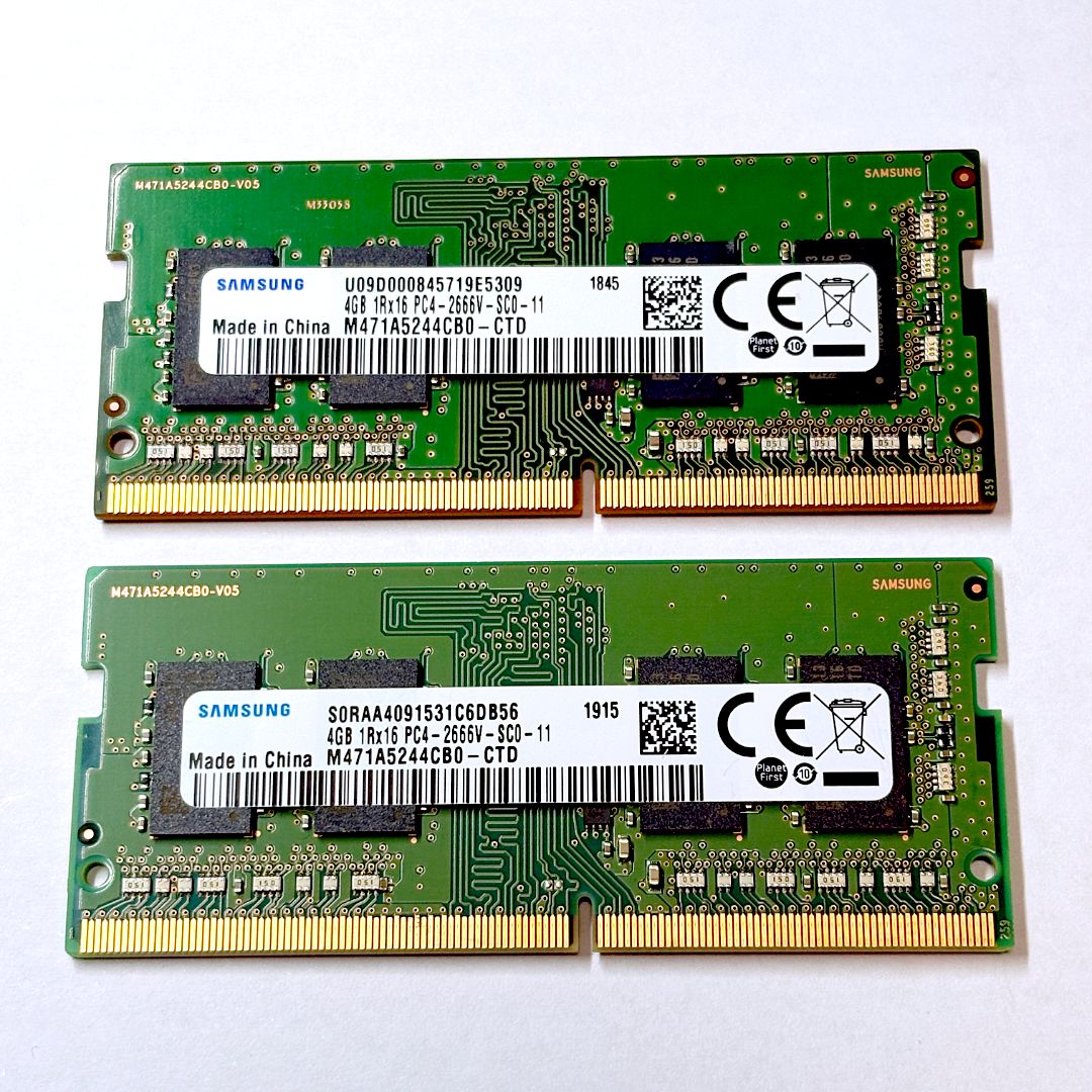 Samsung】DDR4-2666 4GB×2枚（計8GB）ノートPC用メモリ PC4-2666V 動作