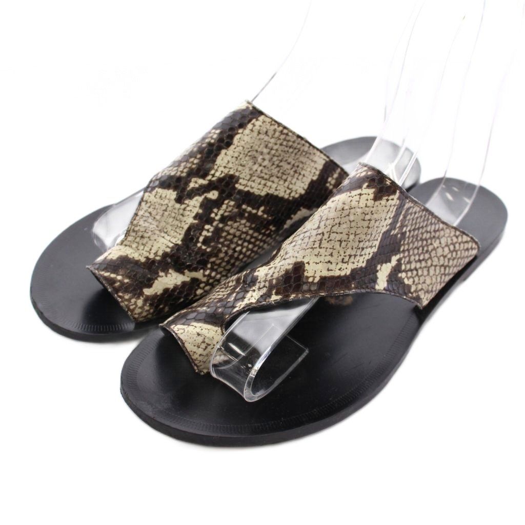 LAOCOONTE パイソン柄サンダル 38 未使用 ラオコンテ LAOCOONTE パイソン柄 フラット トングサンダル 38