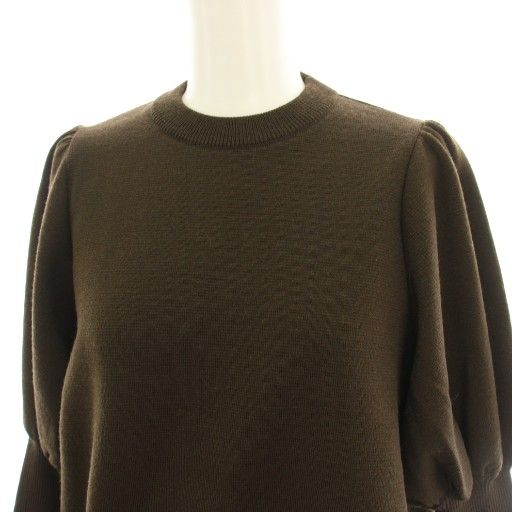 ヨリ yori ウールパフスリーブニット セーター 長袖 ウール混 36 茶