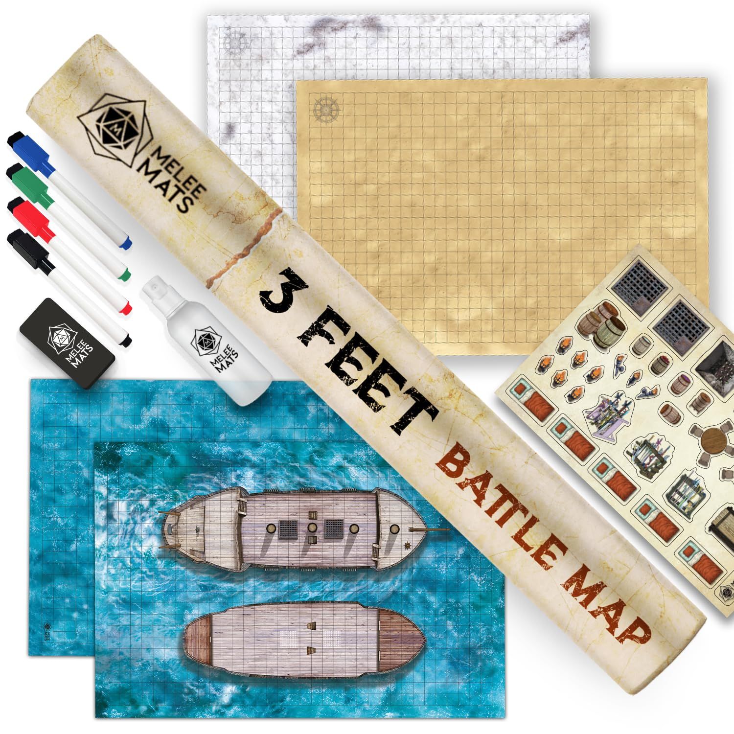 Melee Mats DNDマップスターターキット - 24インチ x 36インチ 2パック
