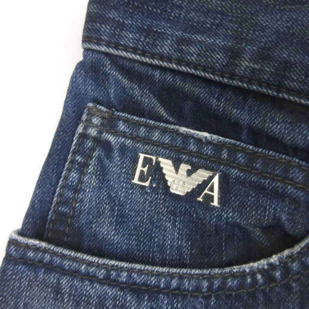 【新品】タグ付き エンポリオアルマーニ 紺デニム調パンツ W30/34L 綿パン 新品】タグ付き エンポリオアルマーニ 紺デニム調パンツ W30/34L 綿パン