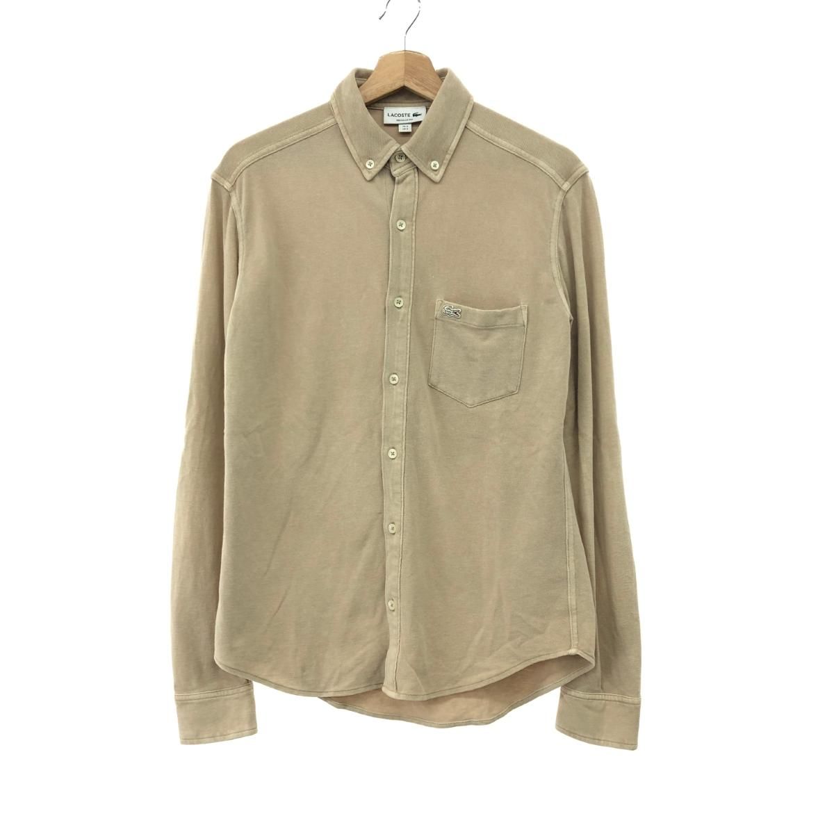 LACOSTE ラコステ 長袖ピケシャツ サイズ:S コットン/リネン/ボタンダウン    ベージュ メンズ / 241005006557