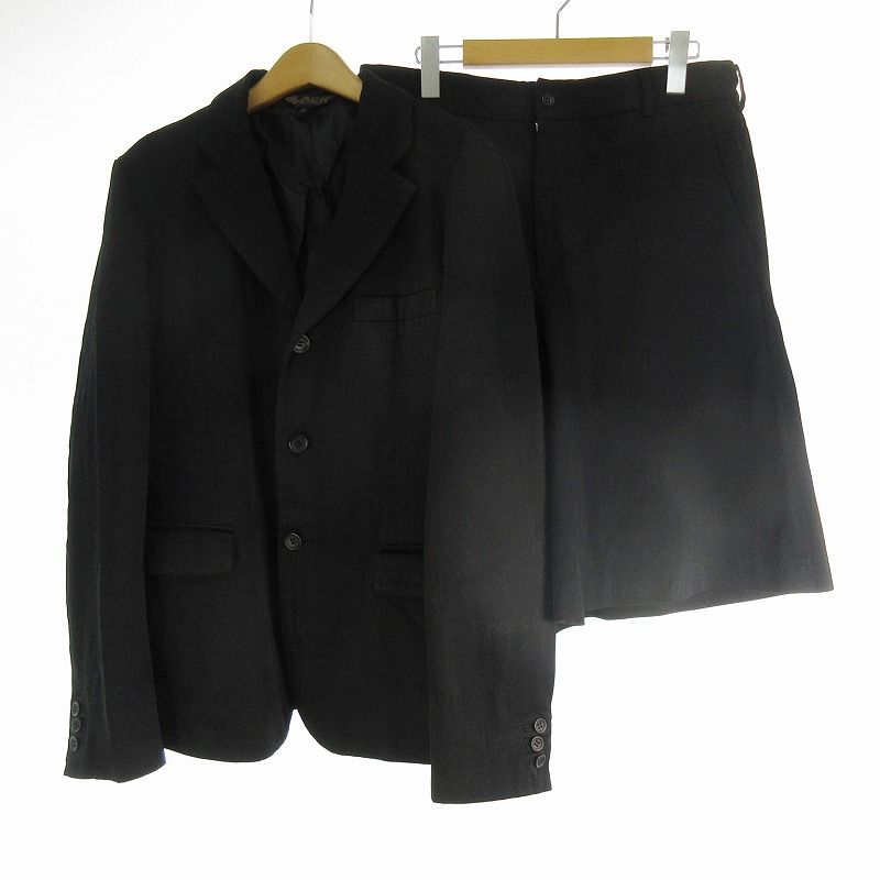 ブラックコムデギャルソン BLACK COMME des GARCONS Freedom フリーダム M AD 2019 1 D-J 017 D-P 026 セットアップ 上下 テーラードジャケット ショートパンツ ショーツ ハーフ ロゴ 総柄 黒