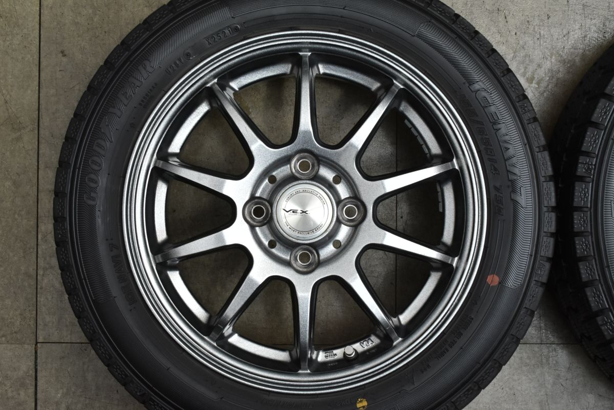  程度良好品 VEX 14 in 4 5 J 45 PCD 100 グッドイヤー アイスナビ7 155 65 R 軽自動車 N BOX ONE アルト ワゴンR スペーシア タント 14インチ タイヤ ホイールセット