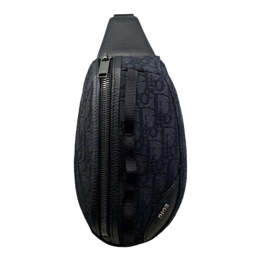 E 4806 クリスチャンディオール ボディバッグ スカラベ オブリーク ジャガード ロゴ ブラック シルバー金具 CHRISTIAN DIOR