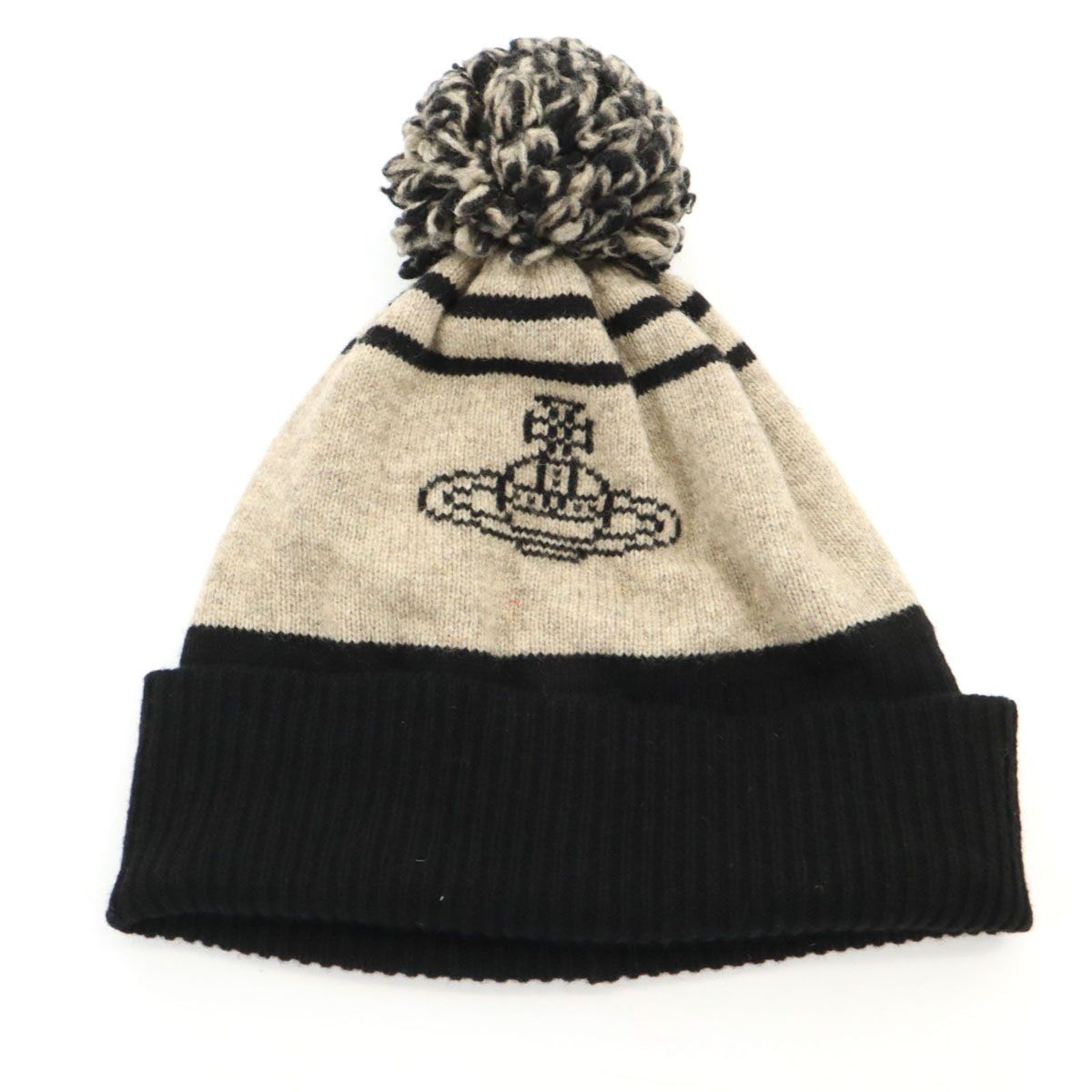 Vivienne Westwood ACCESSORIES ヴィヴィアンウエストウッド ニットキャップ フリー グレージュ ビーニー レディース 古着