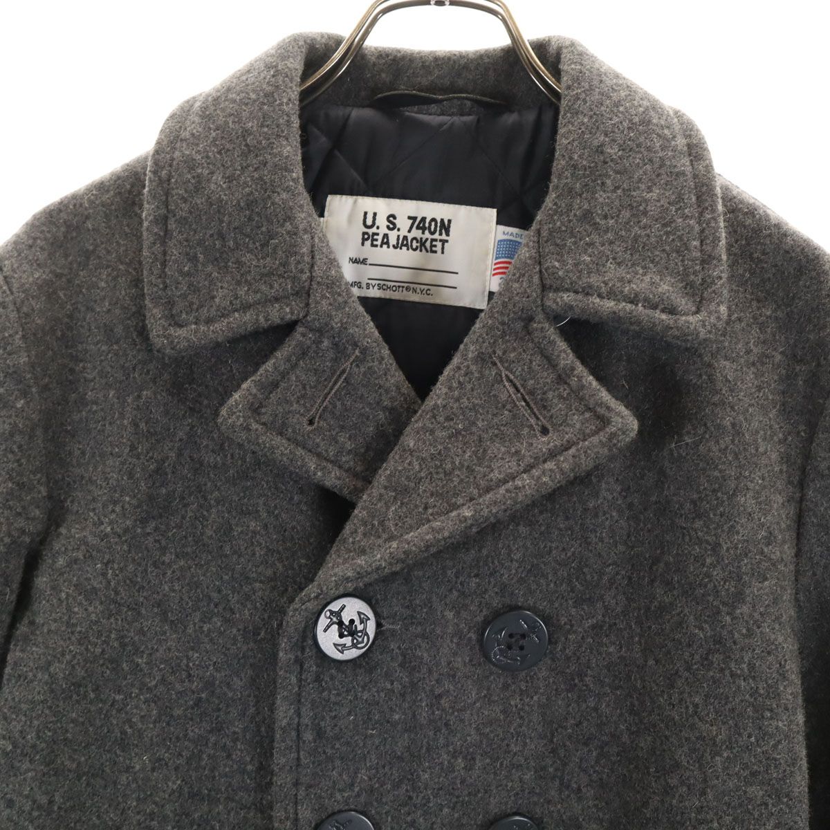 schott ショット USA製 ショート ピーコート 20 グレー U.S.740N