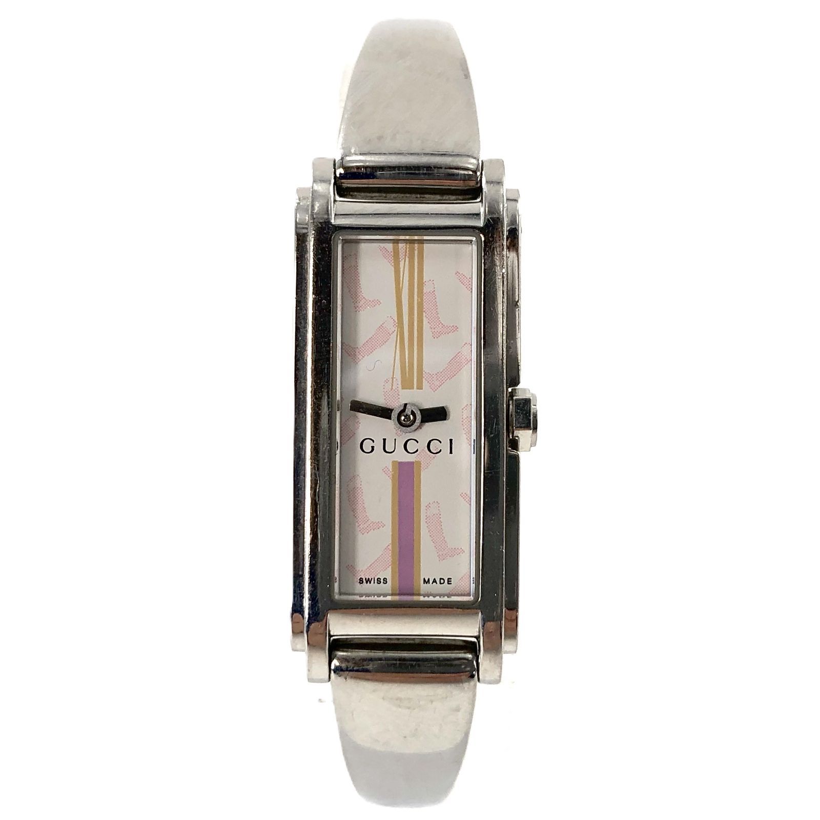 GUCCI グッチ 109 SS QZ バングルウォッチ ホワイト文字盤 レディース腕時計 稼動品 PF-505
