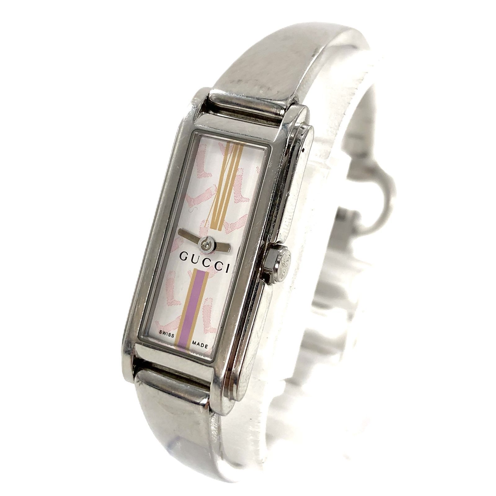 GUCCI グッチ 109 SS QZ バングルウォッチ ホワイト文字盤 レディース腕時計 稼動品 PF 505