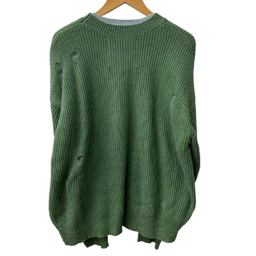 DAIRIKU ダメージニット オリーブ色 ダイリク DAIRIKU 20AW Layered Damage Knit セーター グリーン F