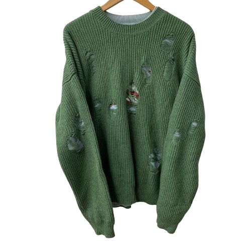DAIRIKU ダメージニット オリーブ色 ダイリク DAIRIKU 20AW Layered Damage Knit セーター グリーン F