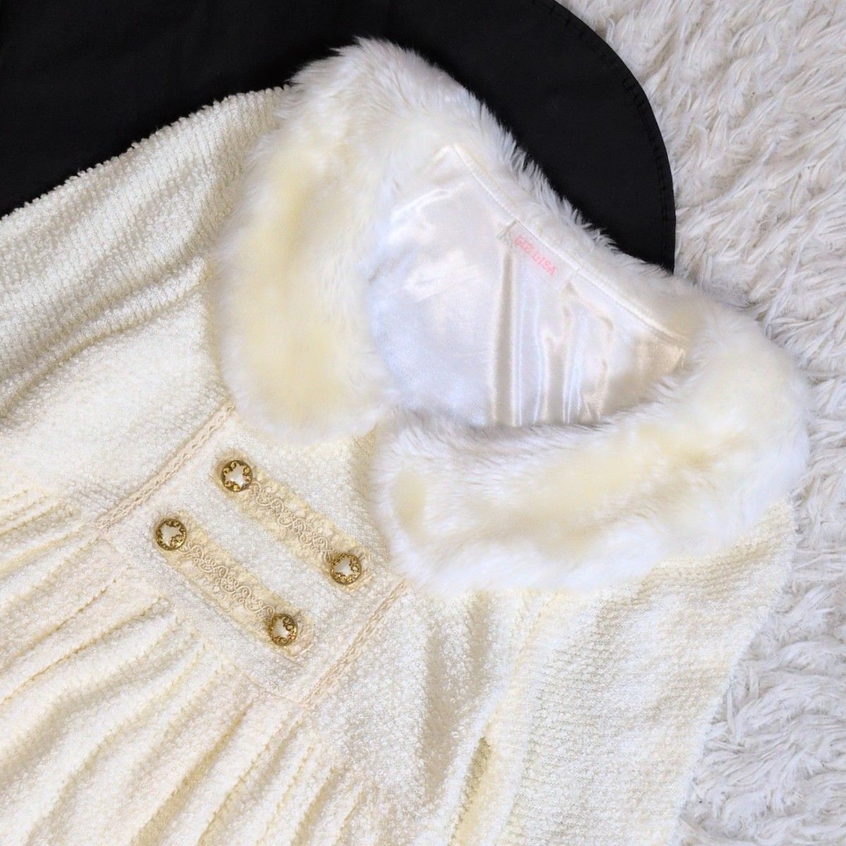 希少✨リズリサ LIZ LISA ファー付きニットワンピース レース刺繍 y2k