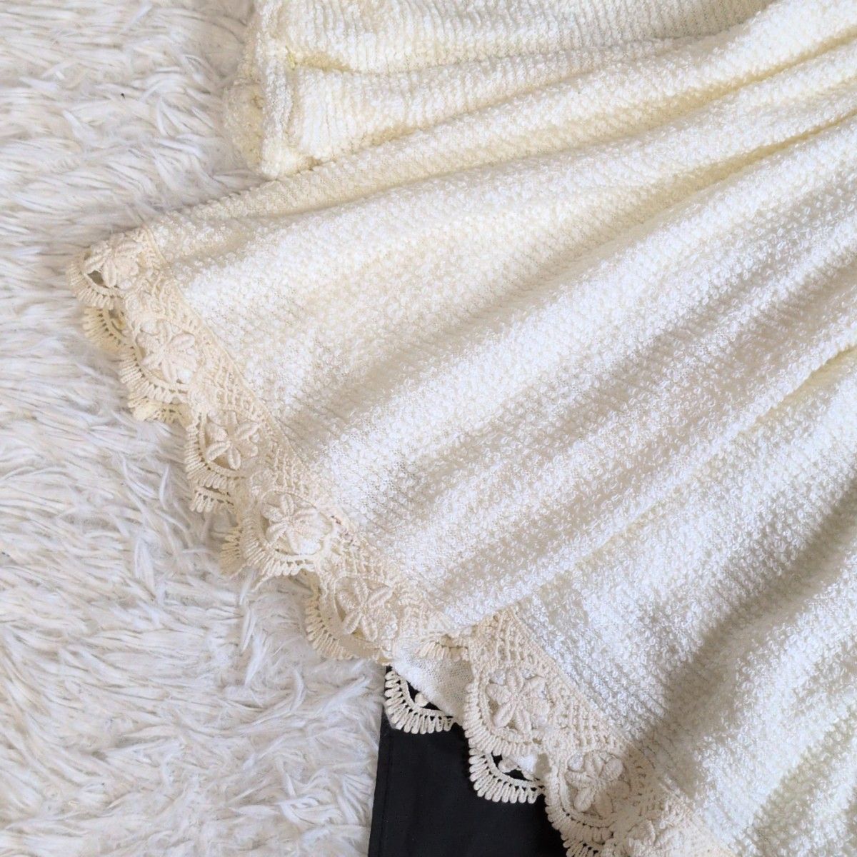 希少✨リズリサ LIZ LISA ファー付きニットワンピース レース刺繍 y2k