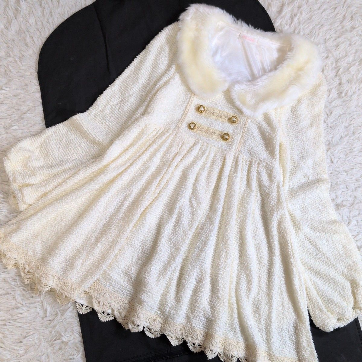 希少✨リズリサ LIZ LISA ファー付きニットワンピース レース刺繍 y2k