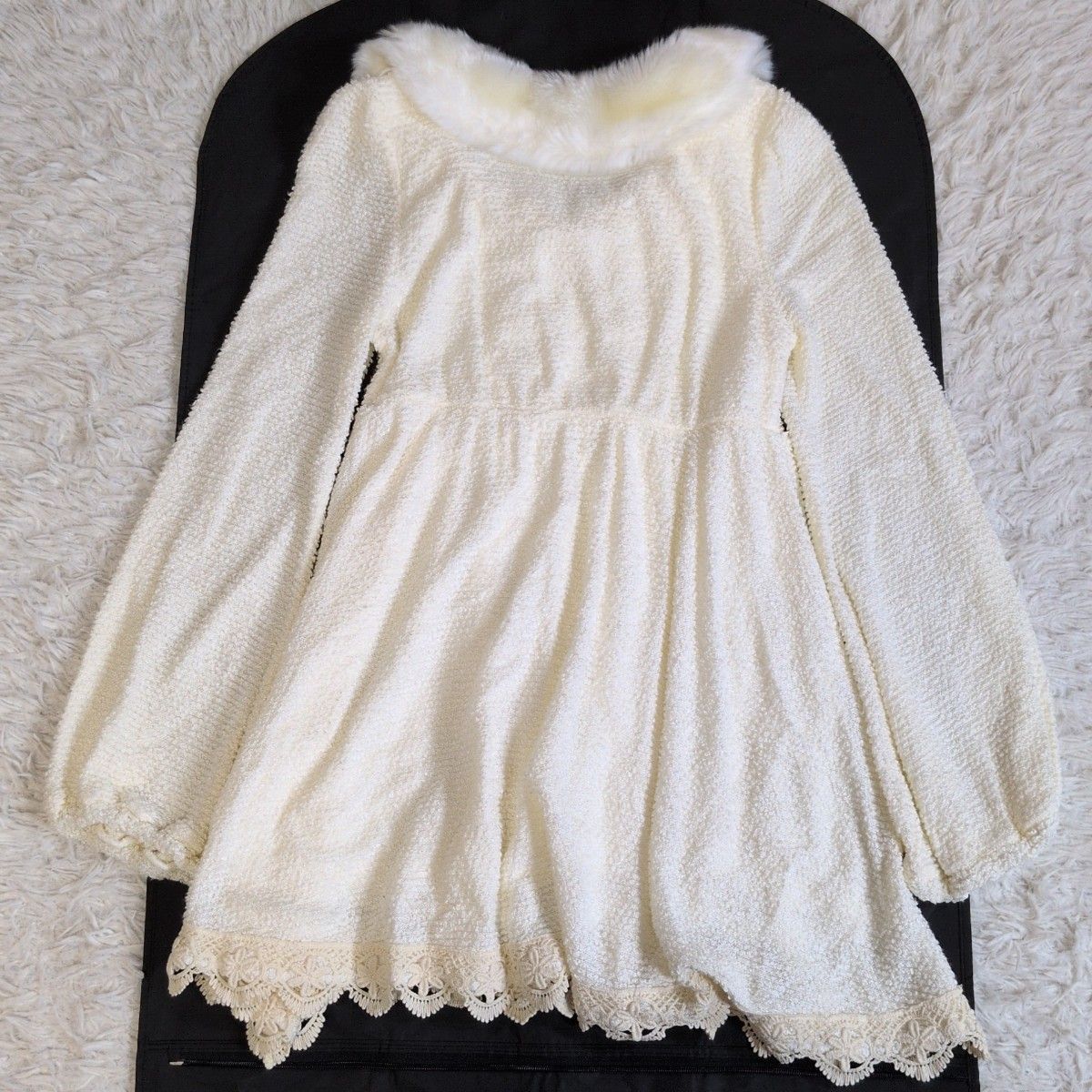 希少✨リズリサ LIZ LISA ファー付きニットワンピース レース刺繍 y2k