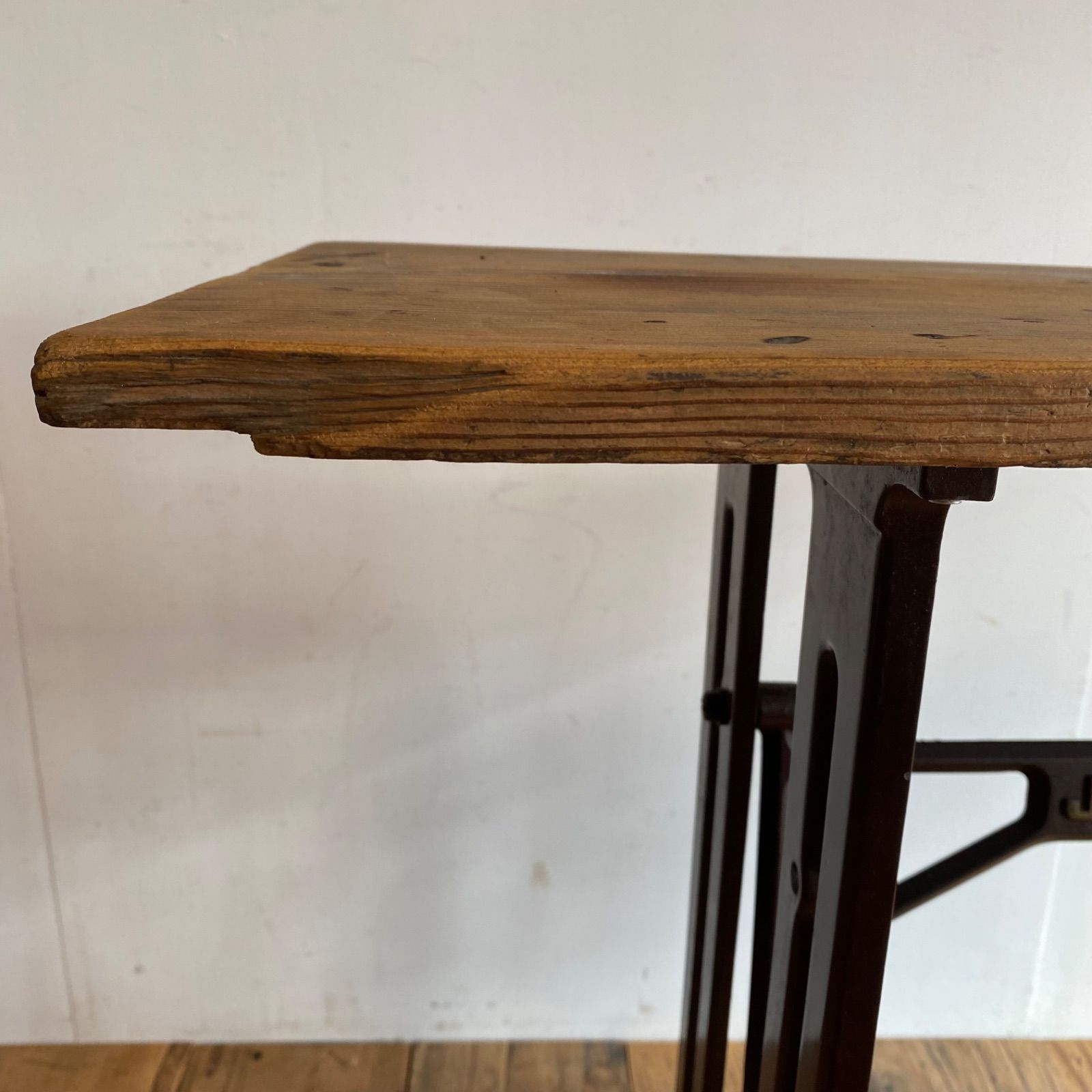 アンティーク ミシン脚 テーブル JANOME 古材 無垢 天板 y312 - メルカリ