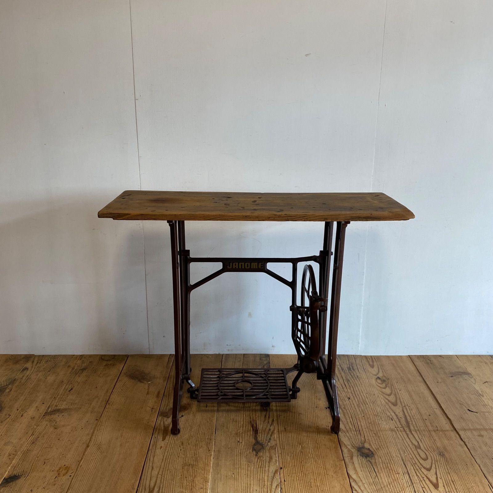 アンティーク ミシン脚 テーブル JANOME 古材 無垢 天板 y312 - メルカリ