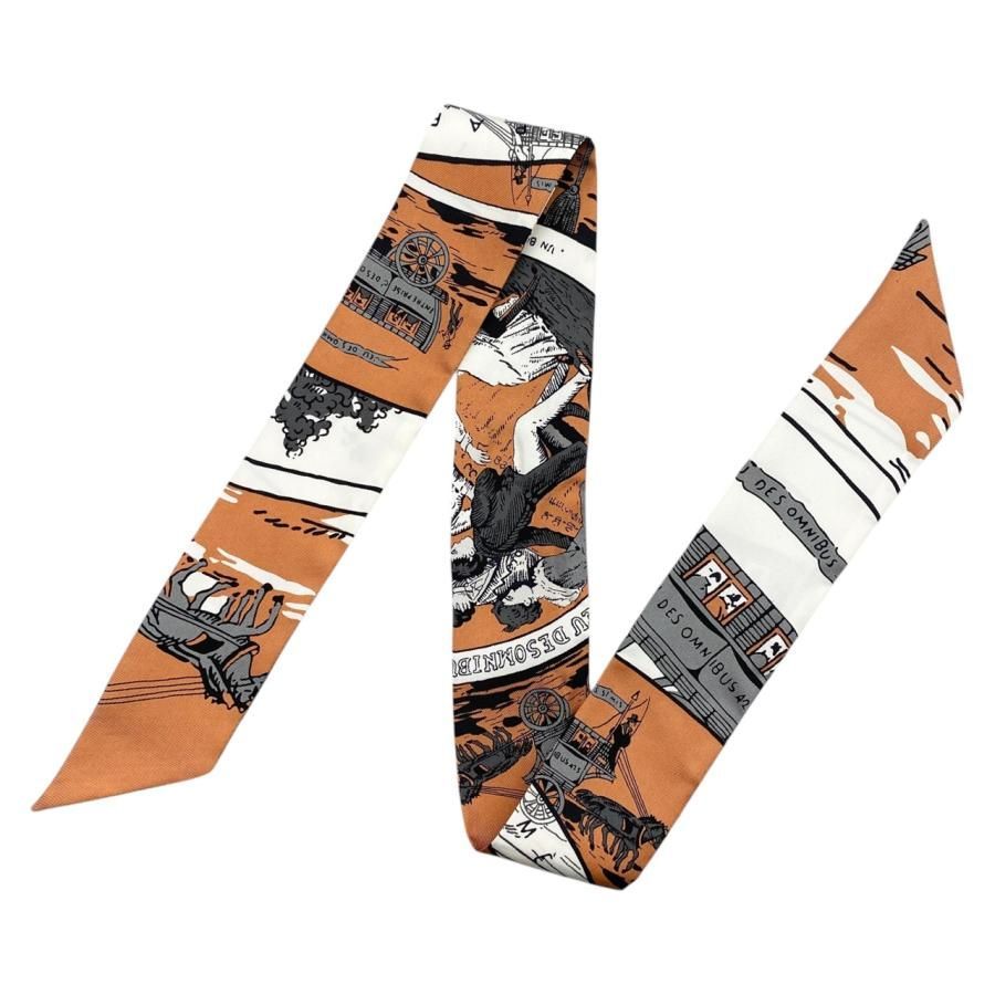 ☆E4809 エルメス シルクスカーフ ツイリー オムニバスと白い貴婦人の