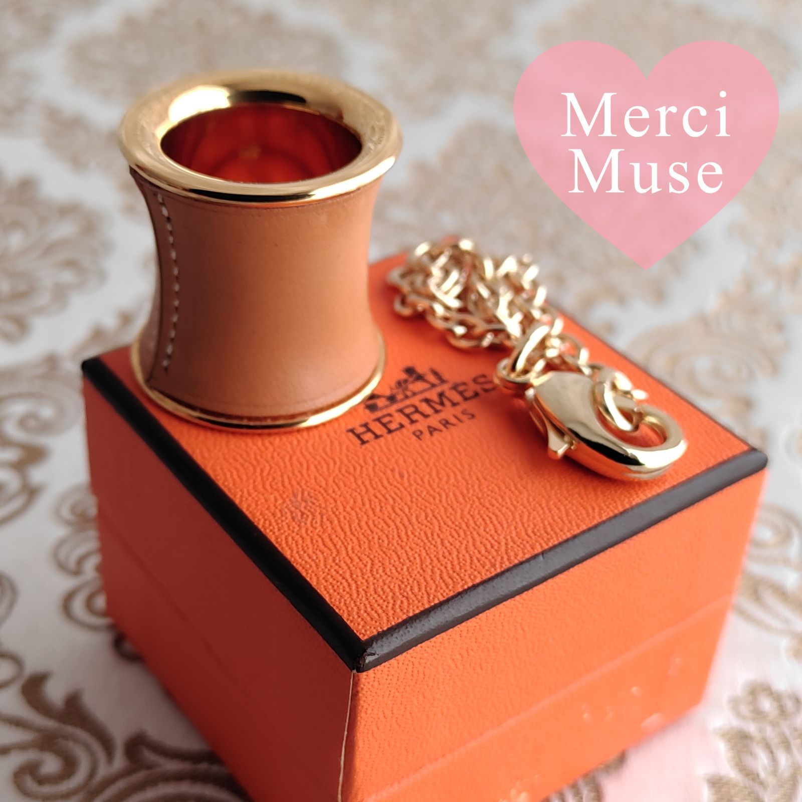 なお品 スカーフリング レザーチューブ ゴールド金具 エルメス ネックレスにも MerciMuse メルシーミューズ