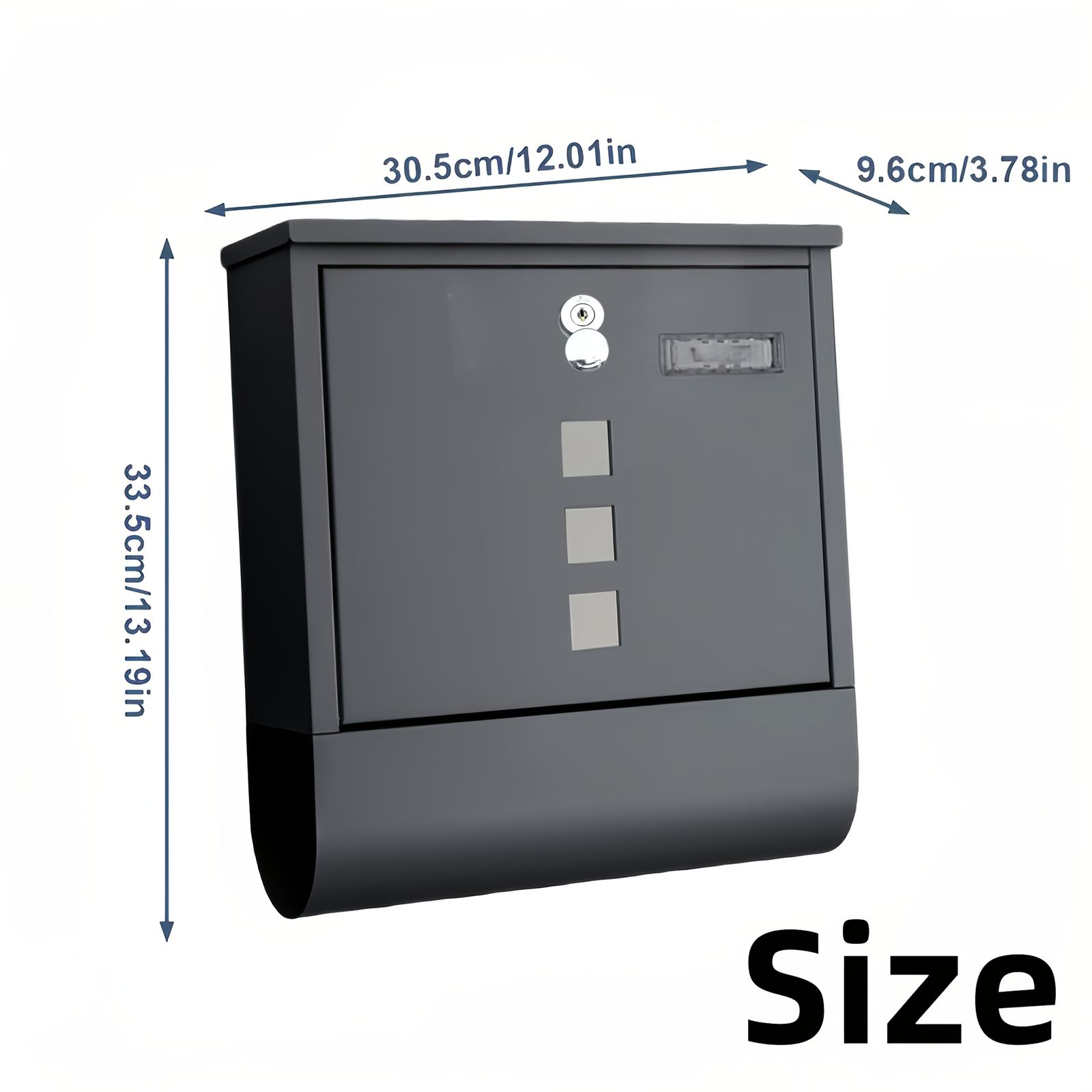 スタイリッシュ＆大容量 壁掛けメールボックス ステンレス製 鍵付き 郵便ポスト 玄関 事務所 チャコールグレー 耐候性 錆びにくい 設置簡単 モダンデザイン 新築祝いにも