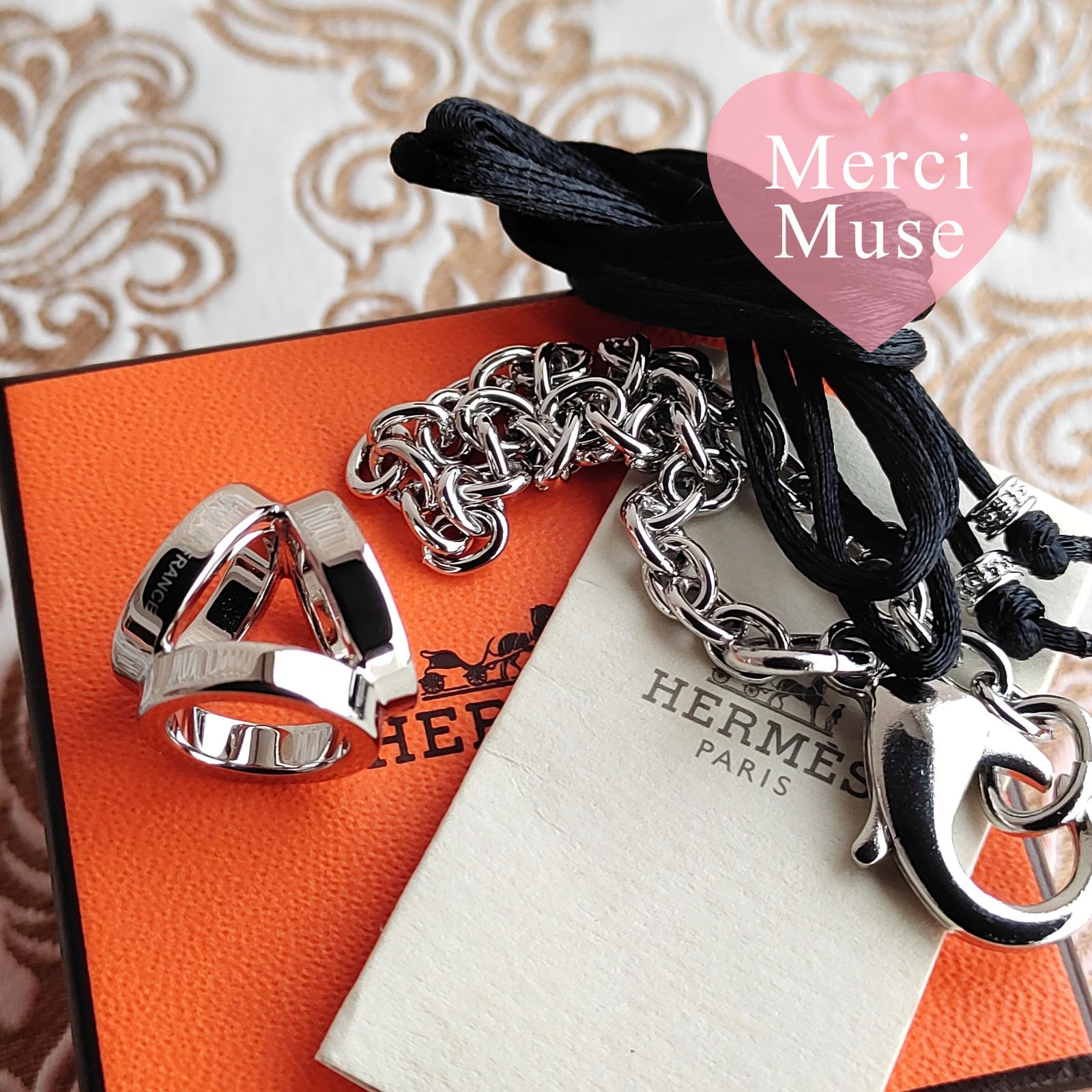 ❤未使用品❤ツイリーリング ミニトリオ シルバー金具 エルメス