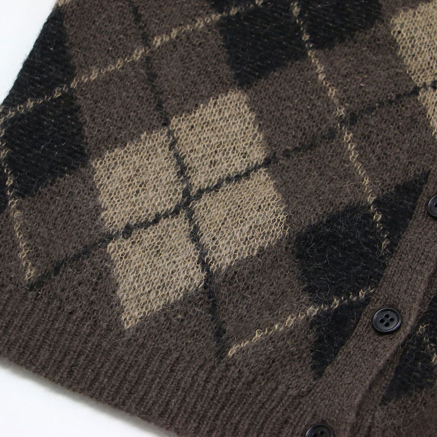 Plage プラージュ カーディガン ブラウン系 サイズ:FREE | 25秋冬 アーガイル ミニ カーディガン | Argyle mini | ニット ショート丈 Vネック 長袖 モヘア ウール | トップス セーター【レディース】【中古】【美品】【K4649】 美品】Plage プラージュ カーディガン ブラウン系 サイズ:FREE | 25