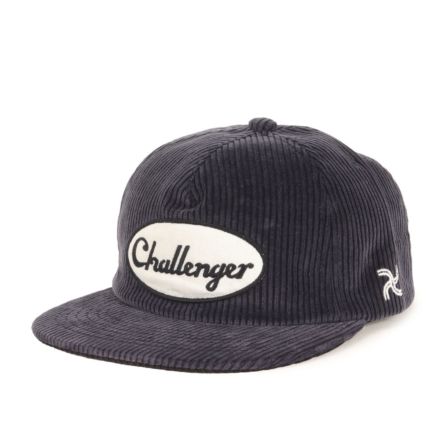 チャレンジャー キャップ ネイビー 紺 サイズ オーバルロゴ刺繍 コーデュロイ 5パネルキャップ CORDUROY CAP ブランド 帽子 スナップバック メンズ