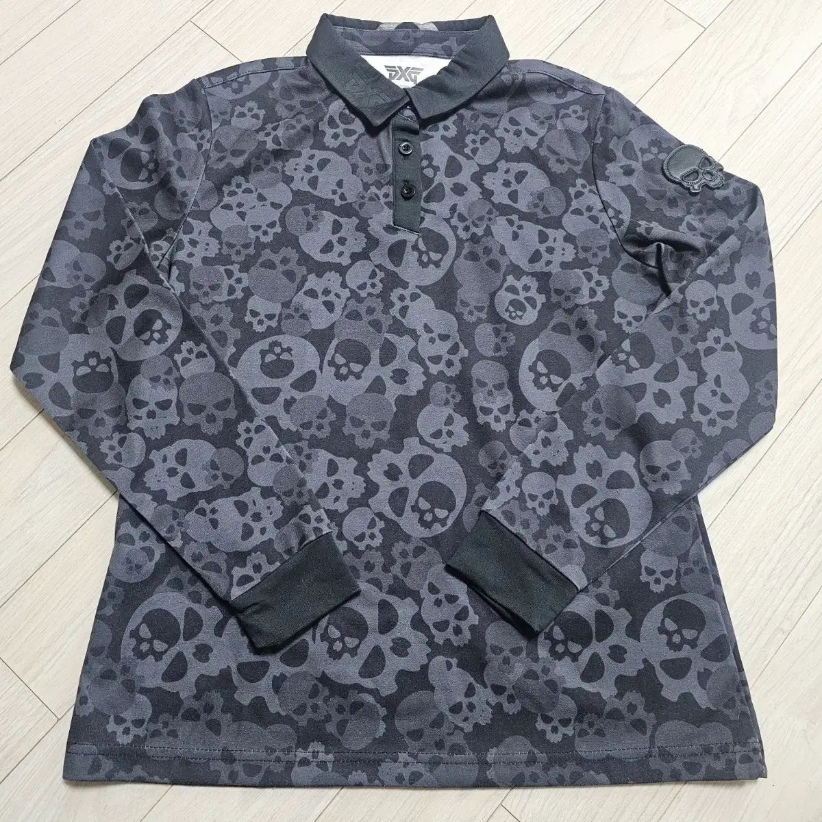 PXG スカル カモフラ 長袖 起毛 ポロTシャツ ゴルフウェア レディース トップス S M