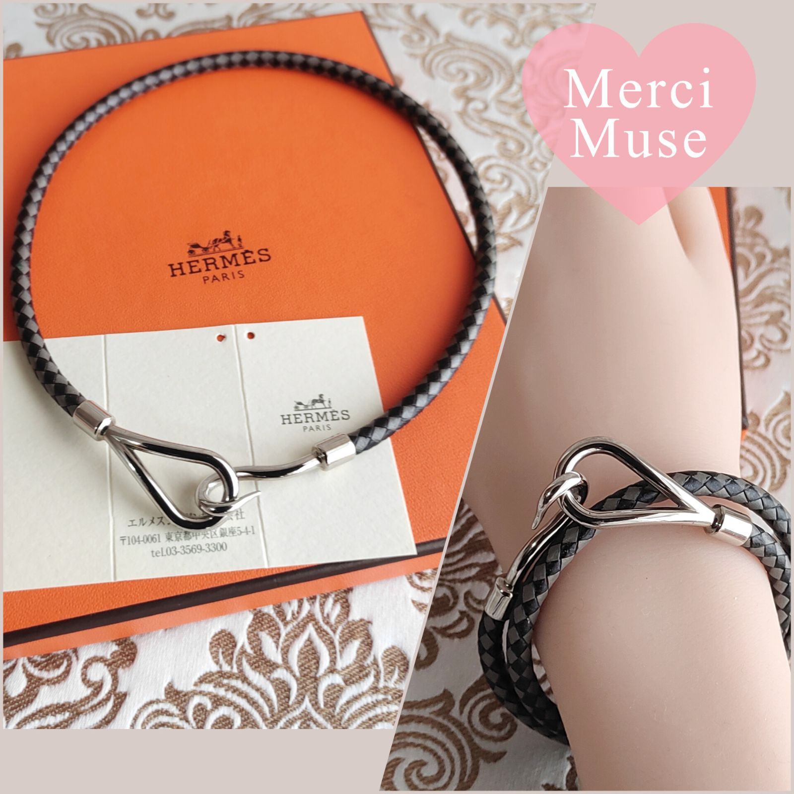 ❤お得なお品❤ジャンボ2連ブレス チョーカー ブラックxグレー