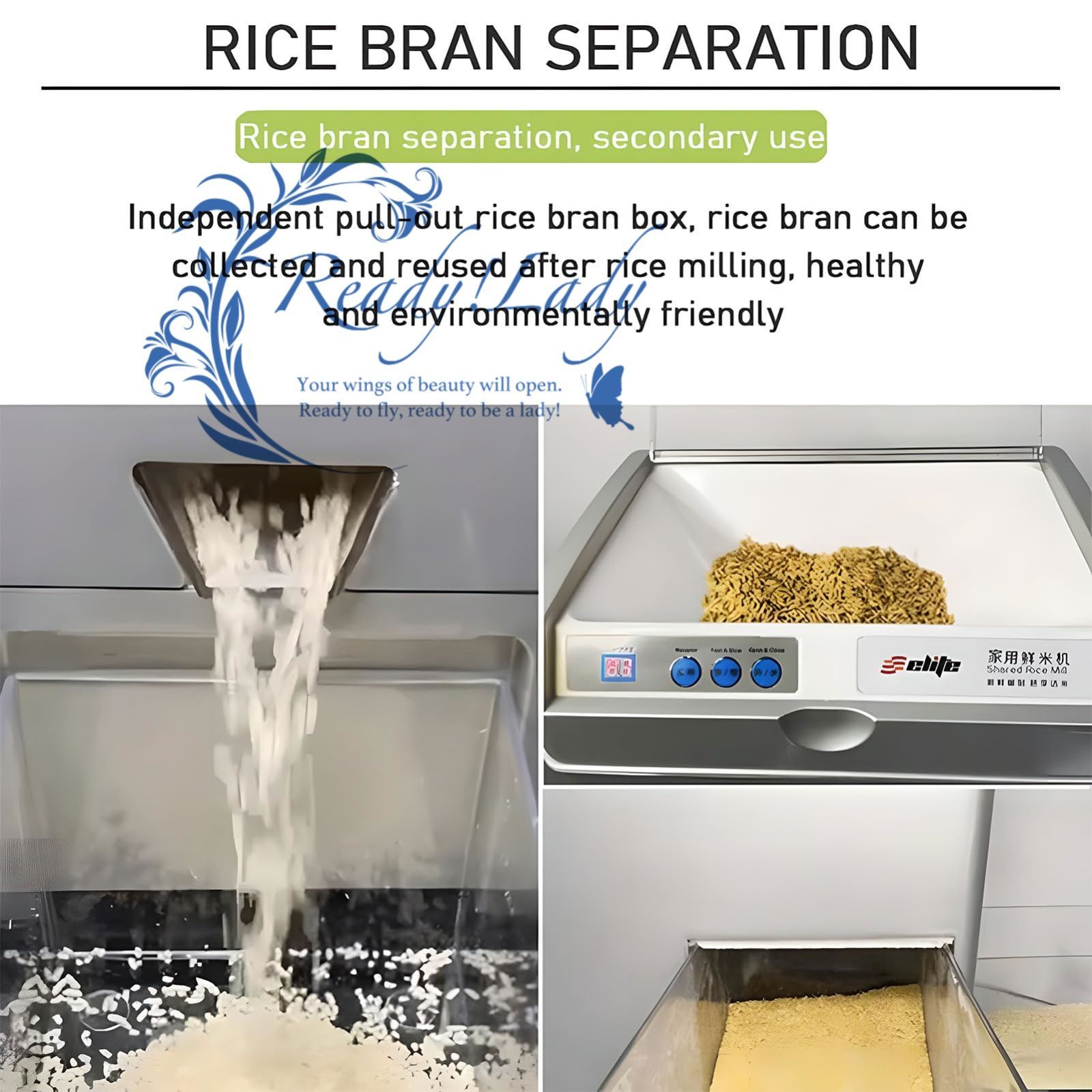 500 Wオートマチックライスブランセパレーター 30 kg h電気ライスミルリングピーリングマシン調整 なライスミリングの精度を備えた
