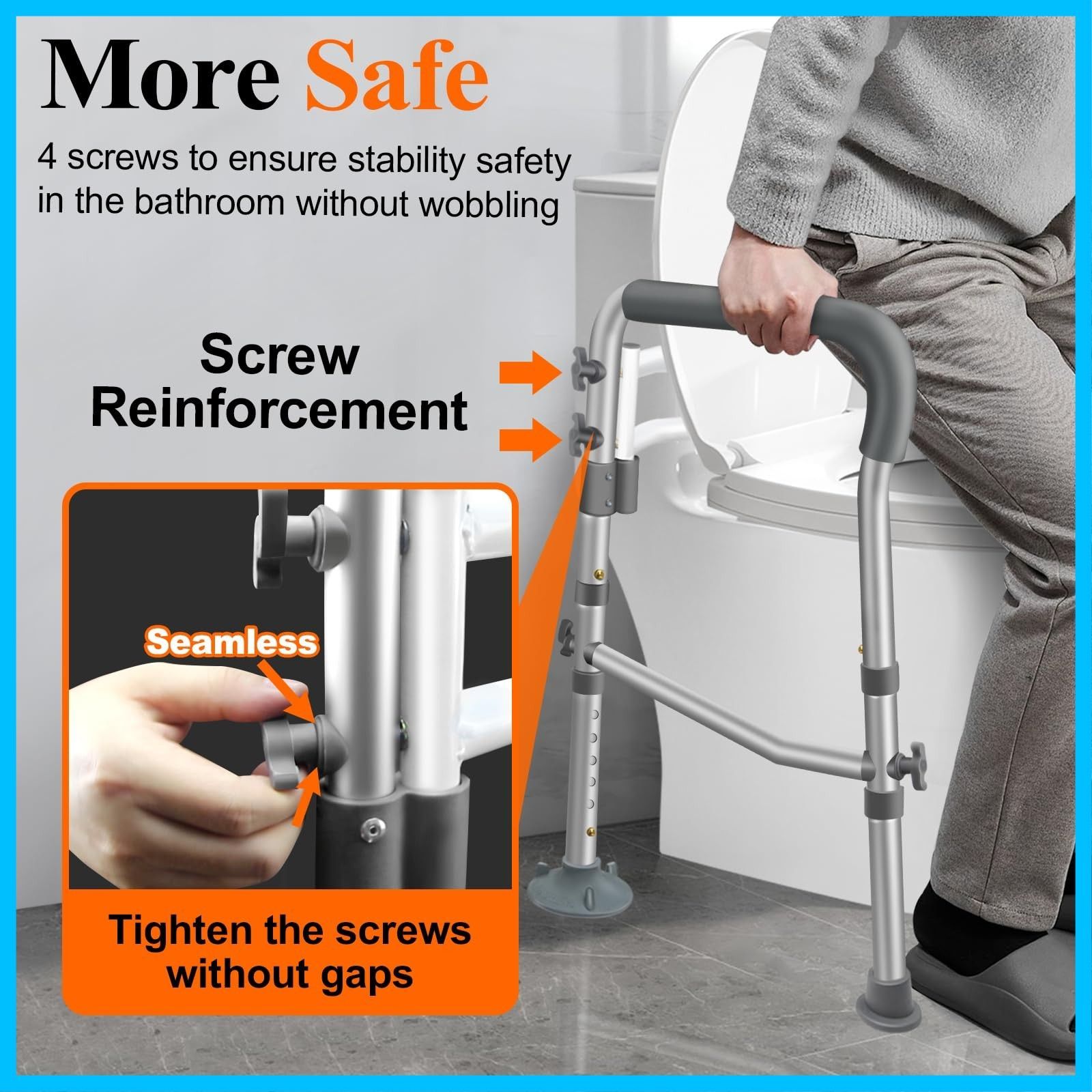 転倒防止 アルミニウム 置くだけ 手すり 立ち上がり補助 トイレ 高齢者 シニア 介護用 身体障害者 妊婦 トイレ手すり 6段階調節