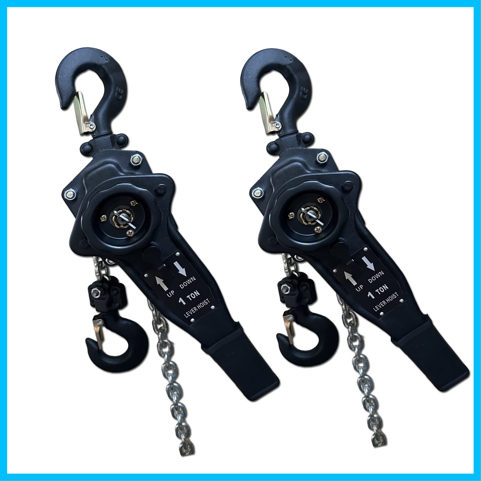 荷締め レバーブロック 運送 標準揚程1.5 m 固定 小型化チェーンローラー 建設荷締機 軽量化 ガッチャ 1.5 チェーンブロック 2台 レバーホイスト1 t セット
