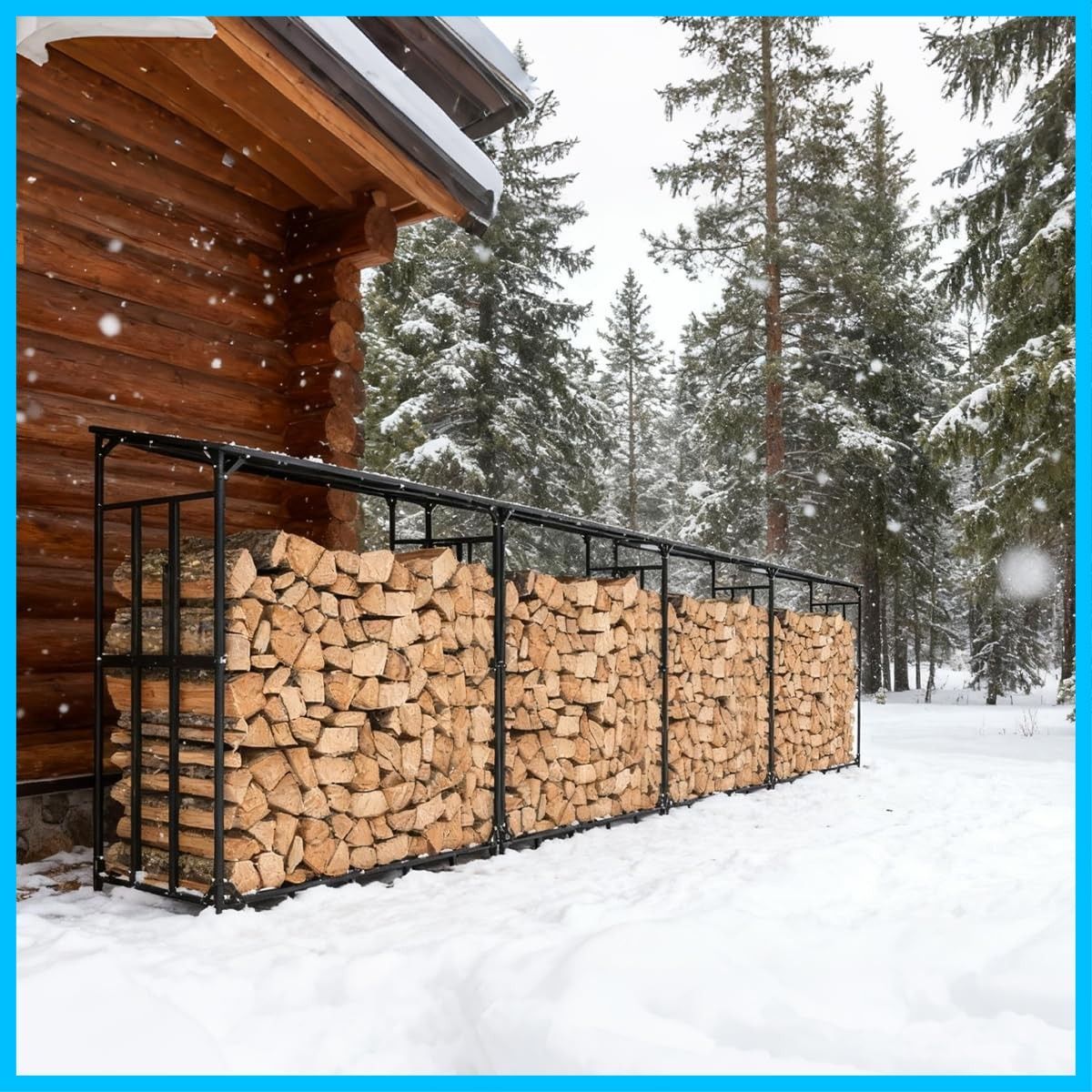 屋根付き 薪ラック ログラック 薪置き棚 屋外 大型 スチール製 耐荷重300 kg 奥行60 幅157 高さ176.5 cm 収納 整理 保管 乾燥 ログホルダー 頑丈 高い安定性 薪小屋 暖炉 焚火 ポーチ ガーデン パティオ 庭に最適 日本語説明書付き