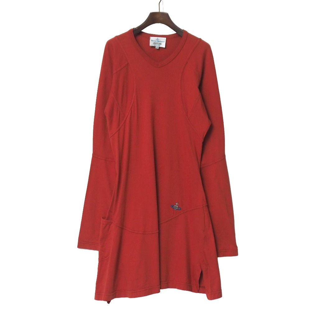 Vivienne WestwoodMAN ヴィヴィアンウエストウッドマン サイズS オーブ刺繍 フ 長袖 ドロップショルダー ロングカットソー ワンピース イタリア製 ブランド古着 RA 6786